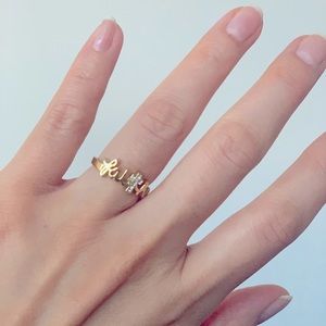 Faith gold plated ring, cubic zirconia, size 6